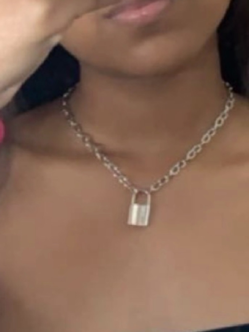 Silver Padlock Chain Necklace - Women Jewelry